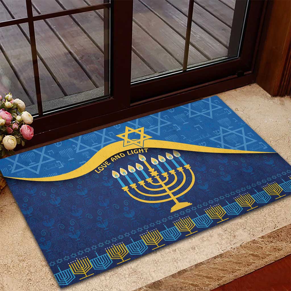 Love and Light Hanukkah Rubber Doormat The Hanukkiah Menorah Pattern - Wonder Print Shop