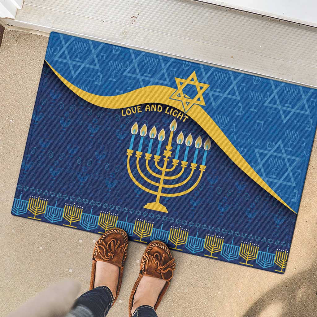 Love and Light Hanukkah Rubber Doormat The Hanukkiah Menorah Pattern - Wonder Print Shop