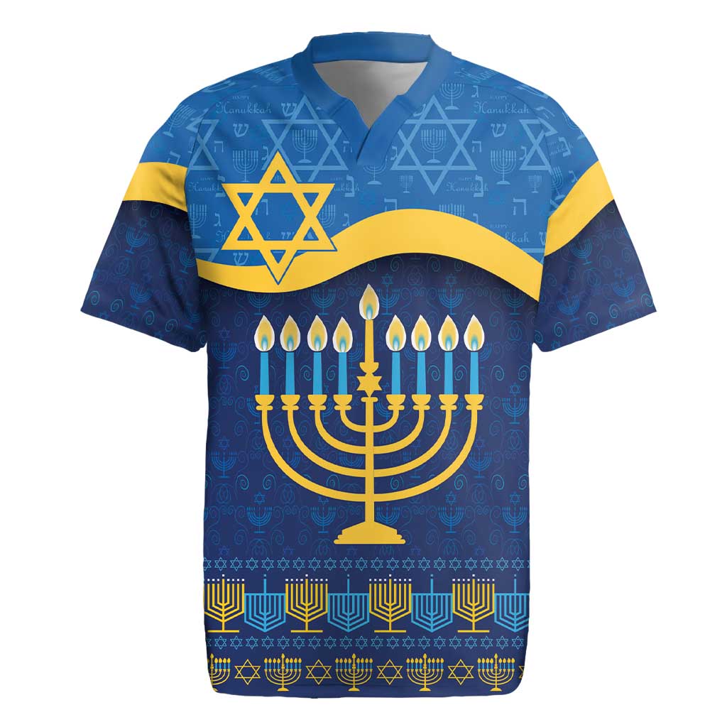 Love and Light Hanukkah Rugby Jersey The Hanukkiah Menorah Pattern - Wonder Print Shop