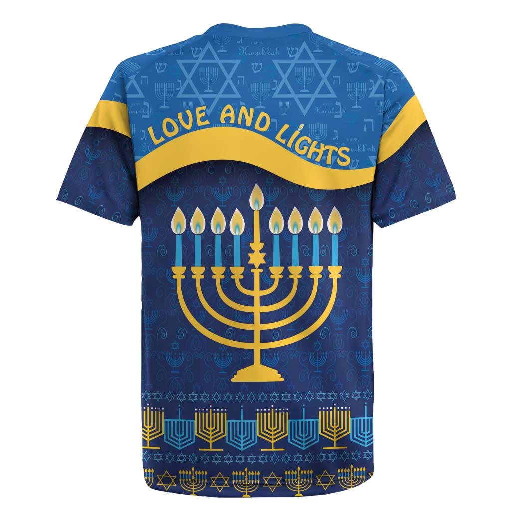 Love and Light Hanukkah Rugby Jersey The Hanukkiah Menorah Pattern - Wonder Print Shop