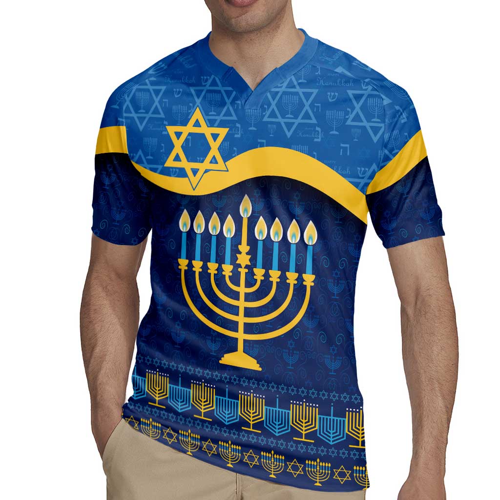 Love and Light Hanukkah Rugby Jersey The Hanukkiah Menorah Pattern - Wonder Print Shop