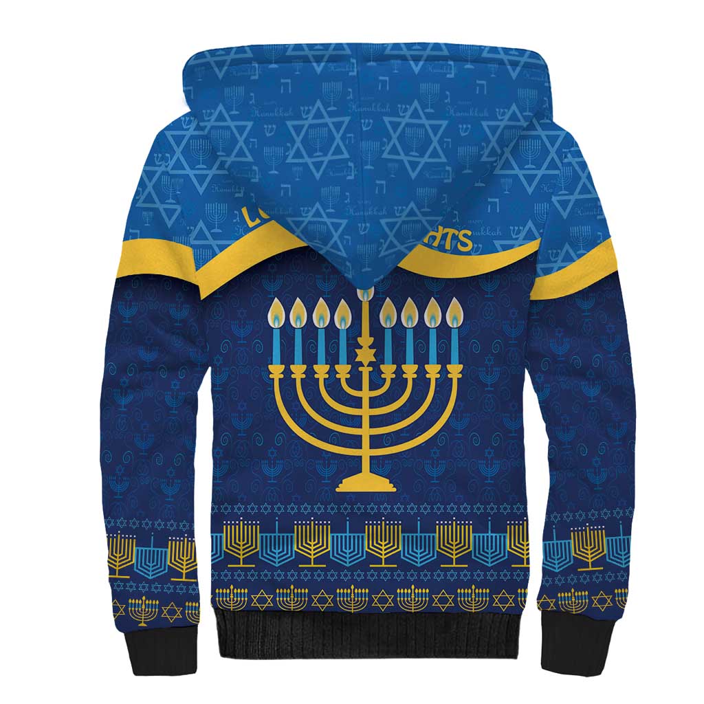 Love and Light Hanukkah Sherpa Hoodie The Hanukkiah Menorah Pattern - Wonder Print Shop