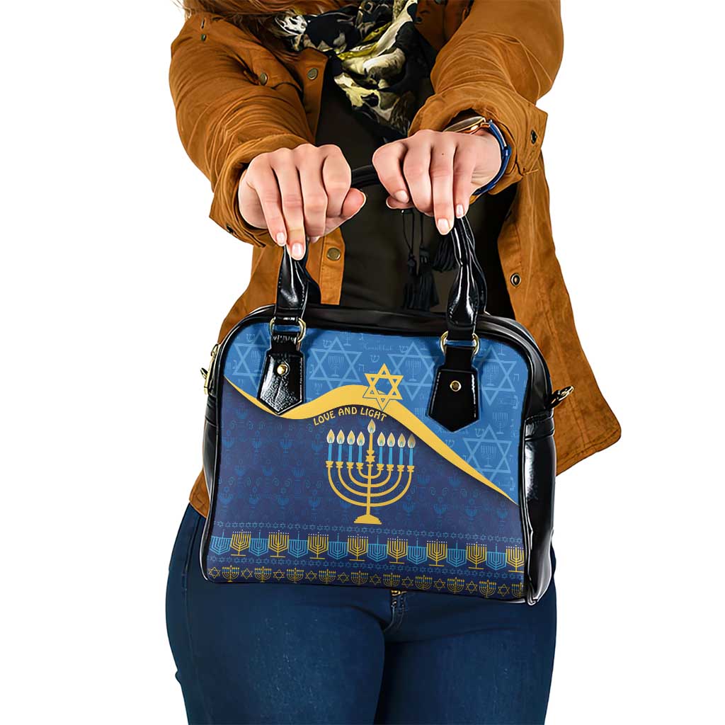 Love and Light Hanukkah Shoulder Handbag The Hanukkiah Menorah Pattern
