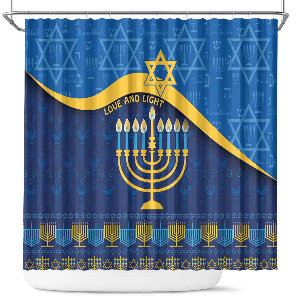 Love and Light Hanukkah Shower Curtain The Hanukkiah Menorah Pattern