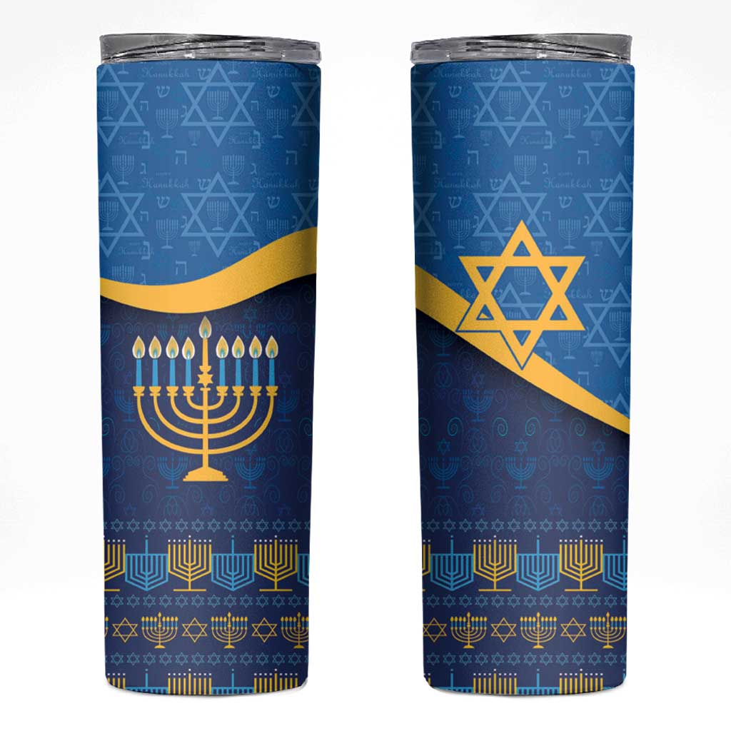Love and Light Hanukkah Skinny Tumbler The Hanukkiah Menorah Pattern - Wonder Print Shop