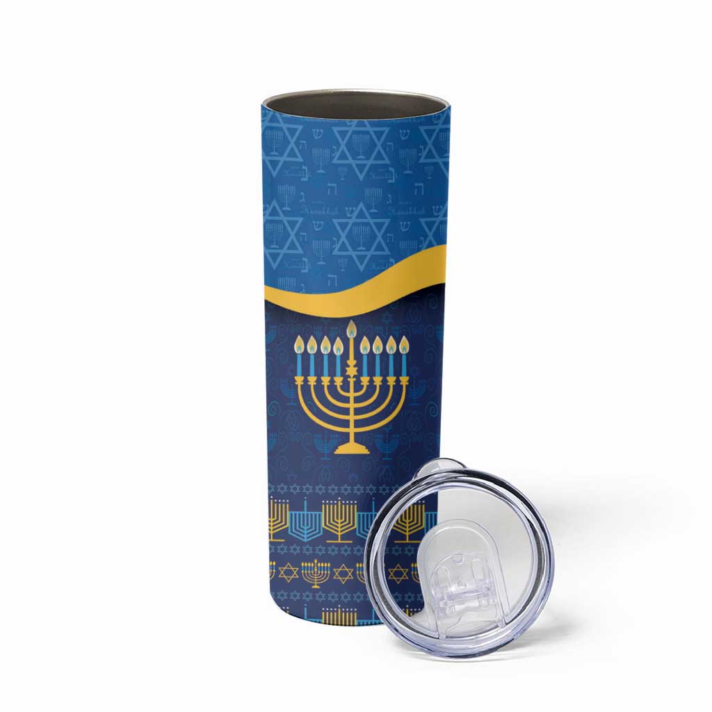 Love and Light Hanukkah Skinny Tumbler The Hanukkiah Menorah Pattern - Wonder Print Shop