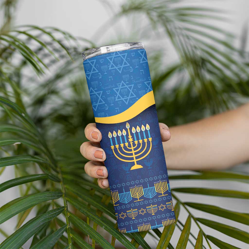 Love and Light Hanukkah Skinny Tumbler The Hanukkiah Menorah Pattern - Wonder Print Shop