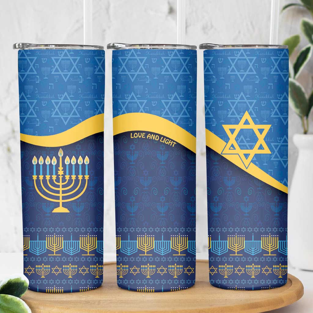 Love and Light Hanukkah Skinny Tumbler The Hanukkiah Menorah Pattern - Wonder Print Shop