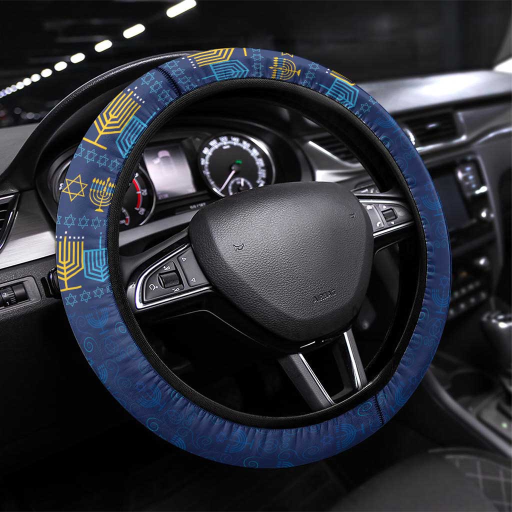 Love and Light Hanukkah Steering Wheel Cover The Hanukkiah Menorah Pattern - Wonder Print Shop
