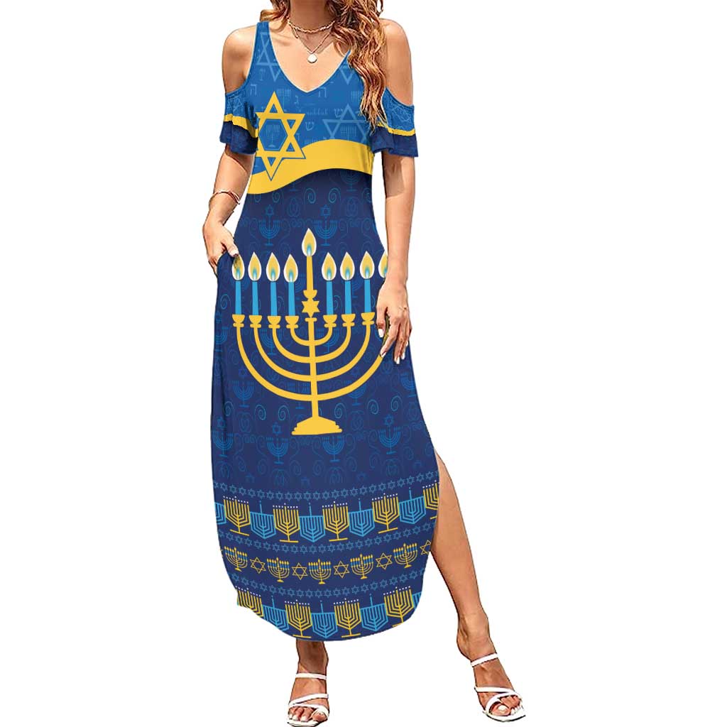 Love and Light Hanukkah Summer Maxi Dress The Hanukkiah Menorah Pattern - Wonder Print Shop