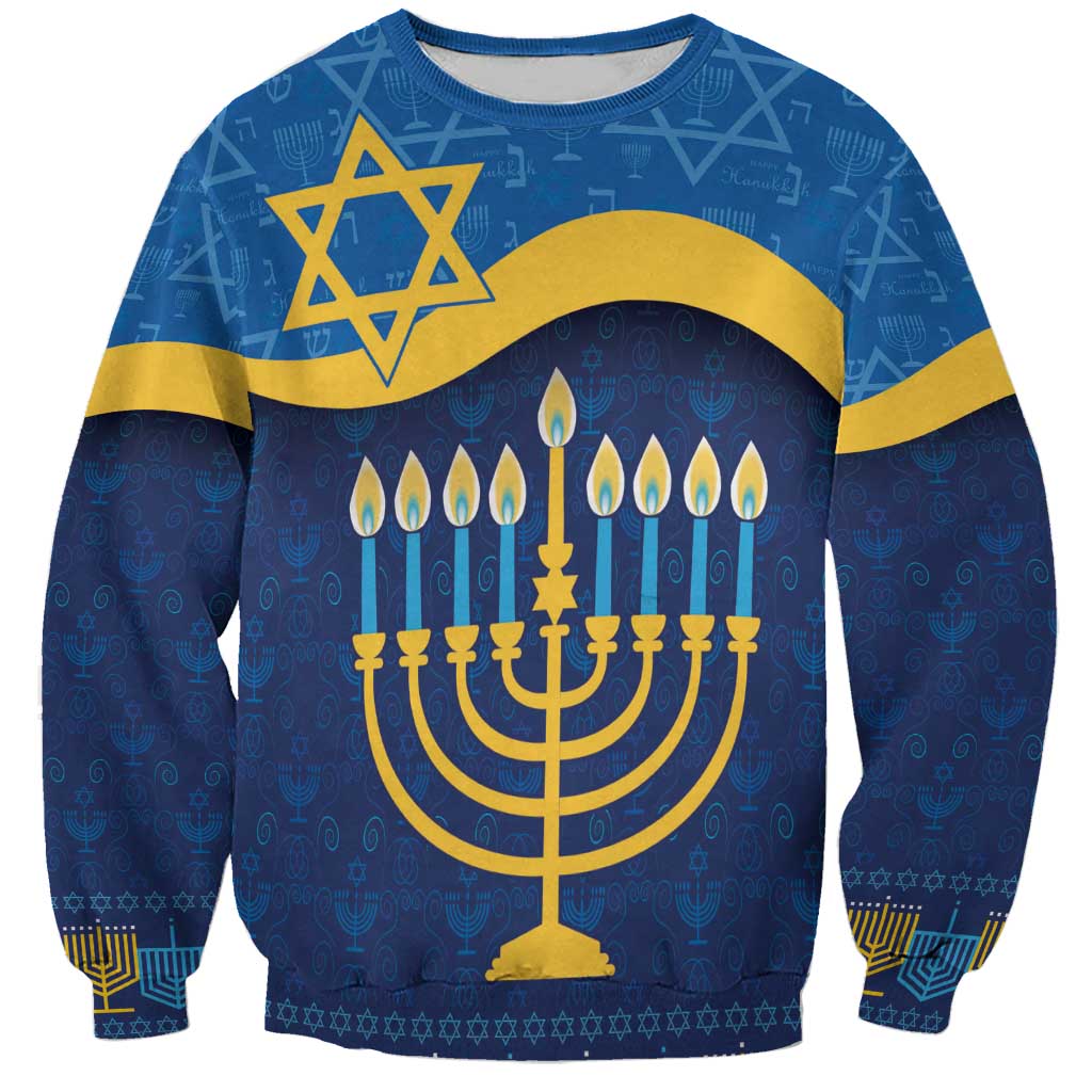 Love and Light Hanukkah Sweatshirt The Hanukkiah Menorah Pattern - Wonder Print Shop