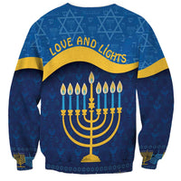Love and Light Hanukkah Sweatshirt The Hanukkiah Menorah Pattern - Wonder Print Shop