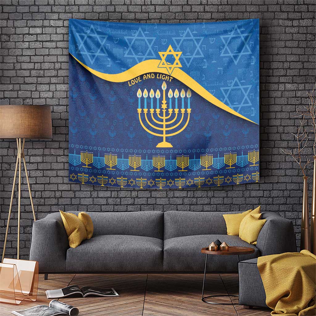 Love and Light Hanukkah Tapestry The Hanukkiah Menorah Pattern - Wonder Print Shop