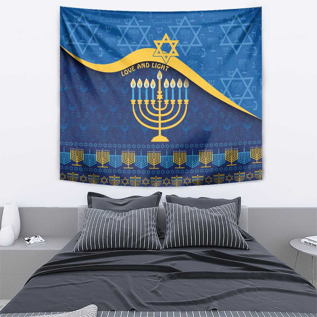 Love and Light Hanukkah Tapestry The Hanukkiah Menorah Pattern - Wonder Print Shop