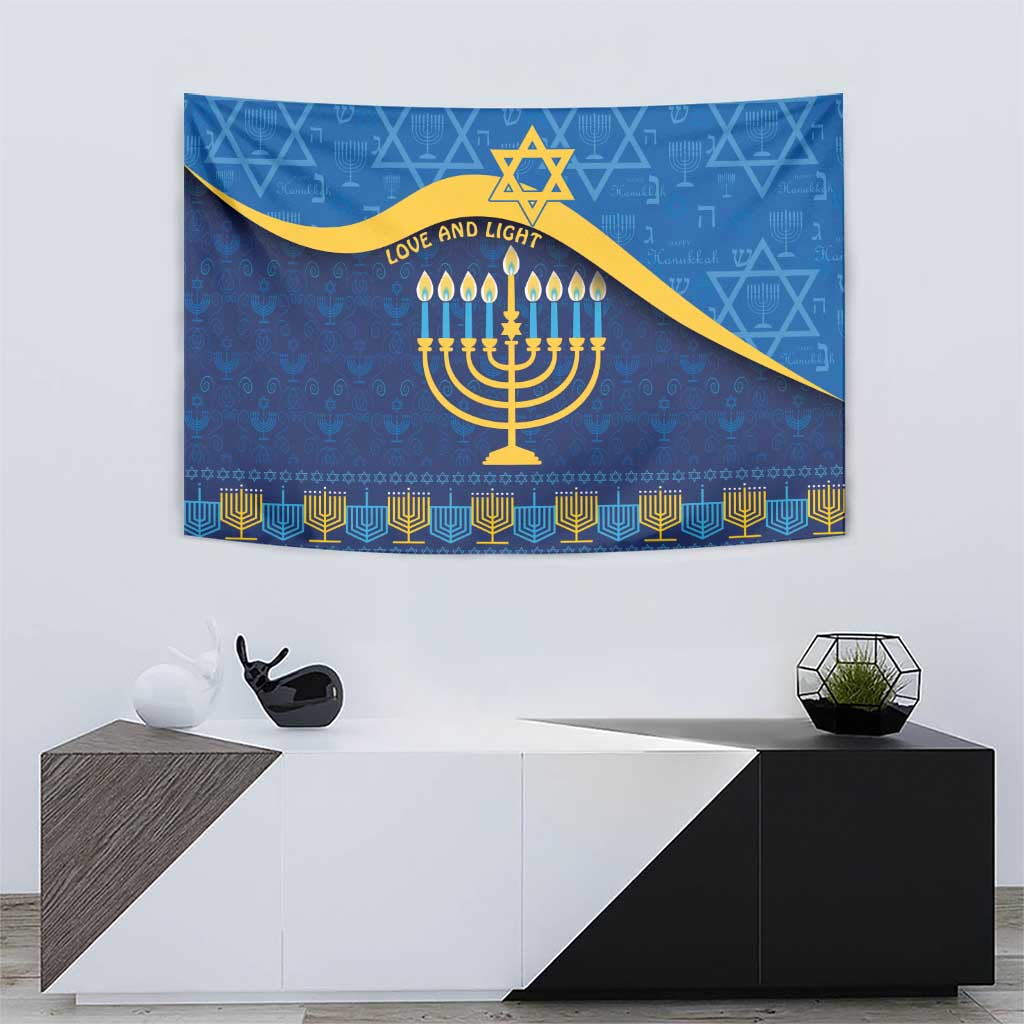 Love and Light Hanukkah Tapestry The Hanukkiah Menorah Pattern - Wonder Print Shop