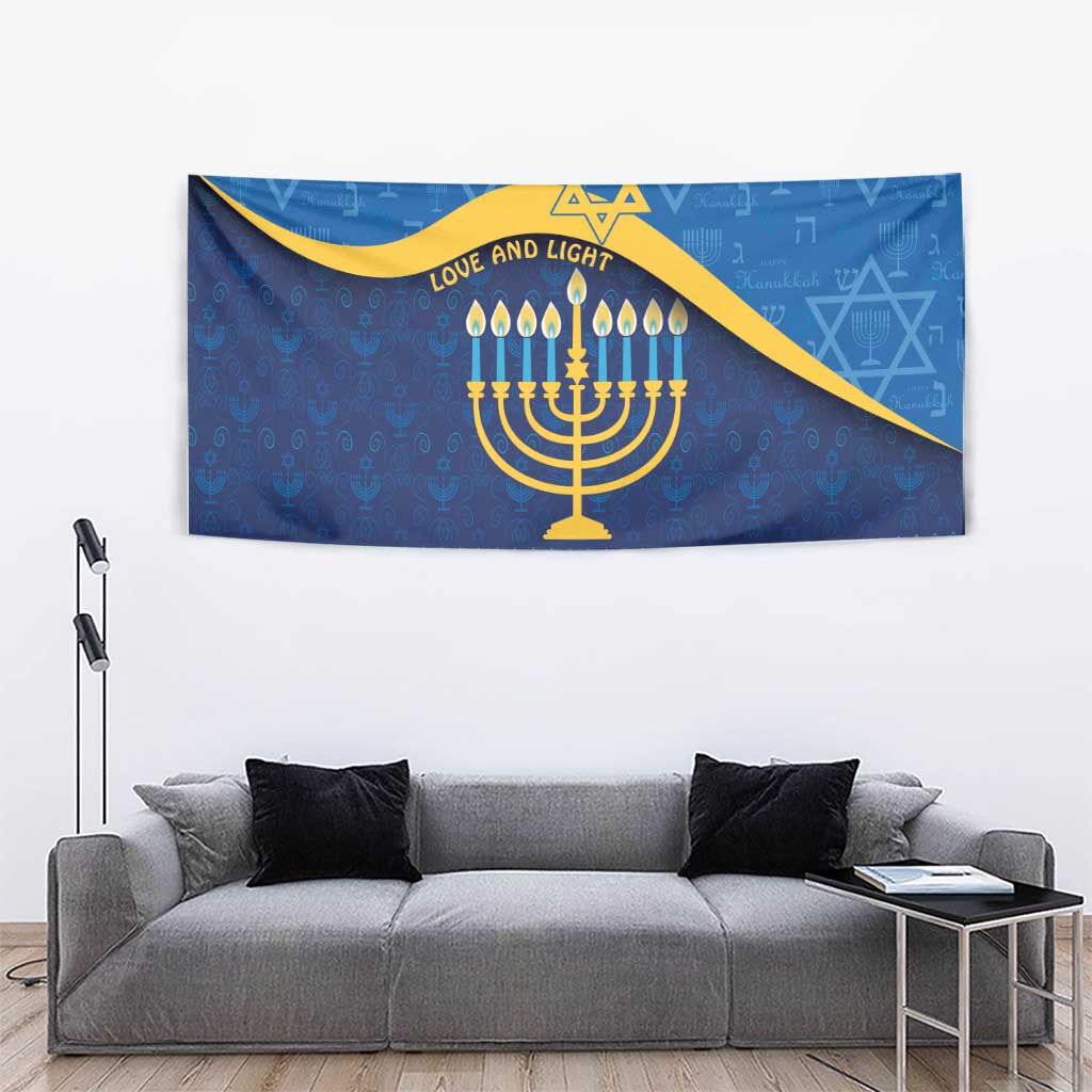 Love and Light Hanukkah Tapestry The Hanukkiah Menorah Pattern - Wonder Print Shop