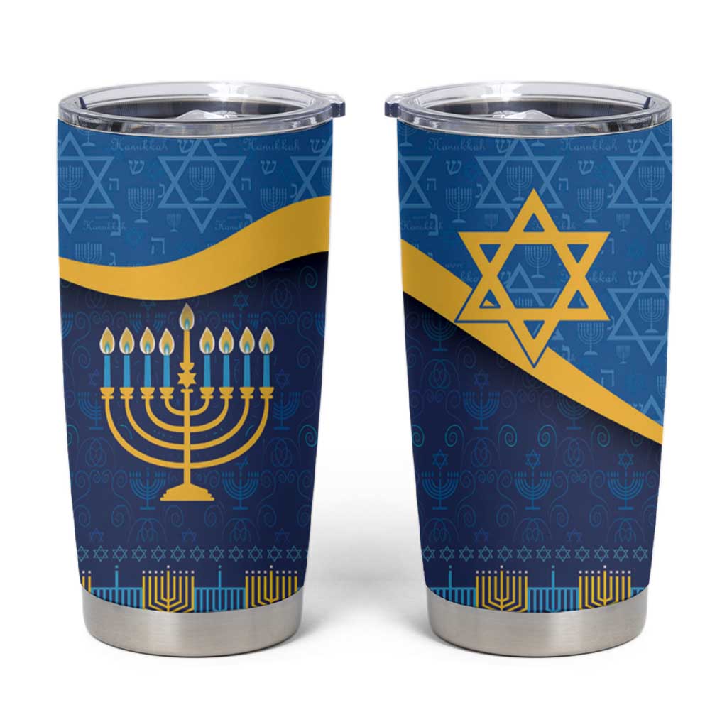 Love and Light Hanukkah Tumbler Cup The Hanukkiah Menorah Pattern - Wonder Print Shop