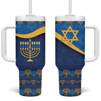 Love and Light Hanukkah Tumbler With Handle The Hanukkiah Menorah Pattern - Wonder Print Shop