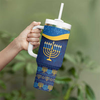 Love and Light Hanukkah Tumbler With Handle The Hanukkiah Menorah Pattern - Wonder Print Shop
