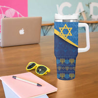 Love and Light Hanukkah Tumbler With Handle The Hanukkiah Menorah Pattern - Wonder Print Shop