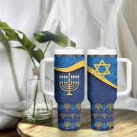 Love and Light Hanukkah Tumbler With Handle The Hanukkiah Menorah Pattern - Wonder Print Shop