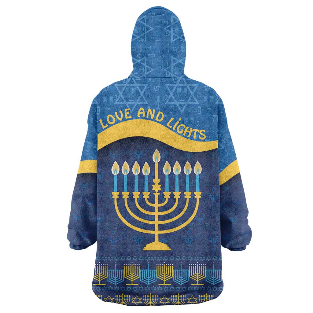 Love and Light Hanukkah Wearable Blanket Hoodie The Hanukkiah Menorah Pattern - Wonder Print Shop