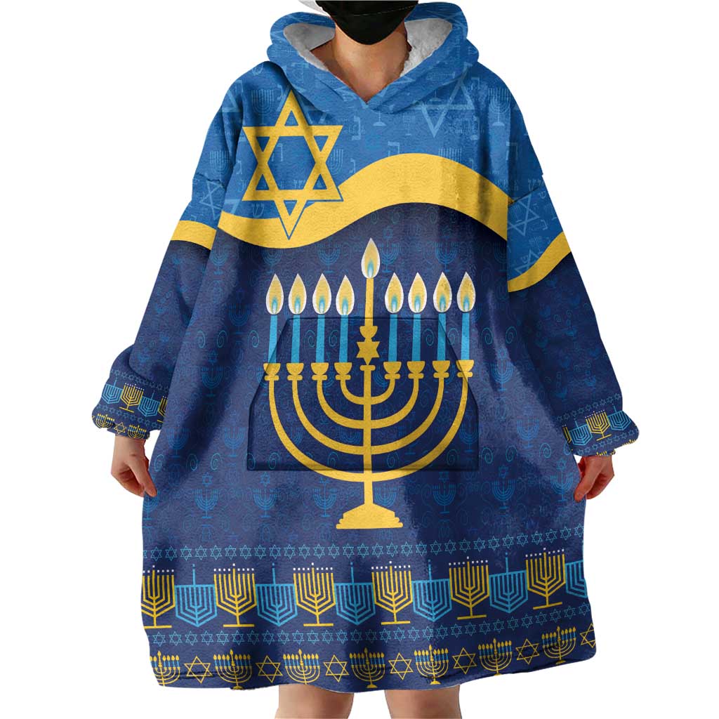 Love and Light Hanukkah Wearable Blanket Hoodie The Hanukkiah Menorah Pattern - Wonder Print Shop