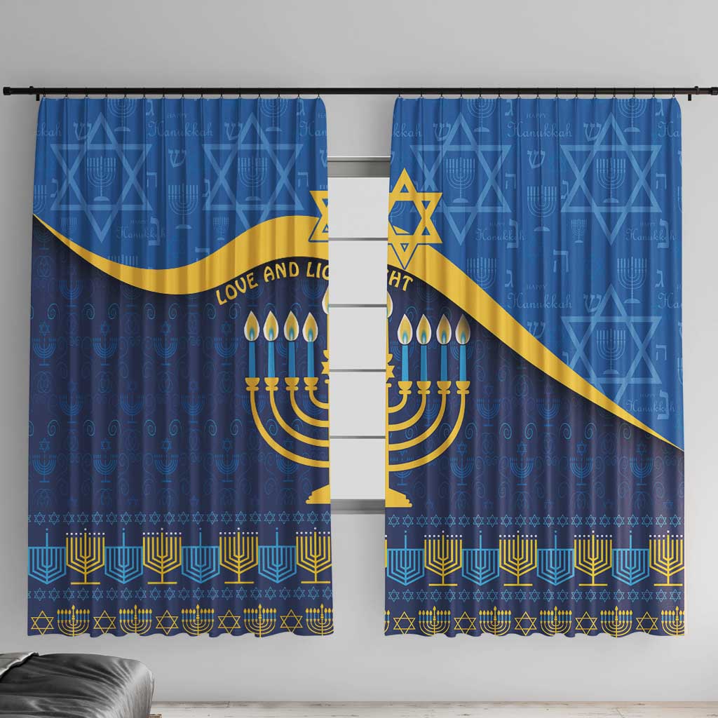 Love and Light Hanukkah Window Curtain The Hanukkiah Menorah Pattern - Wonder Print Shop