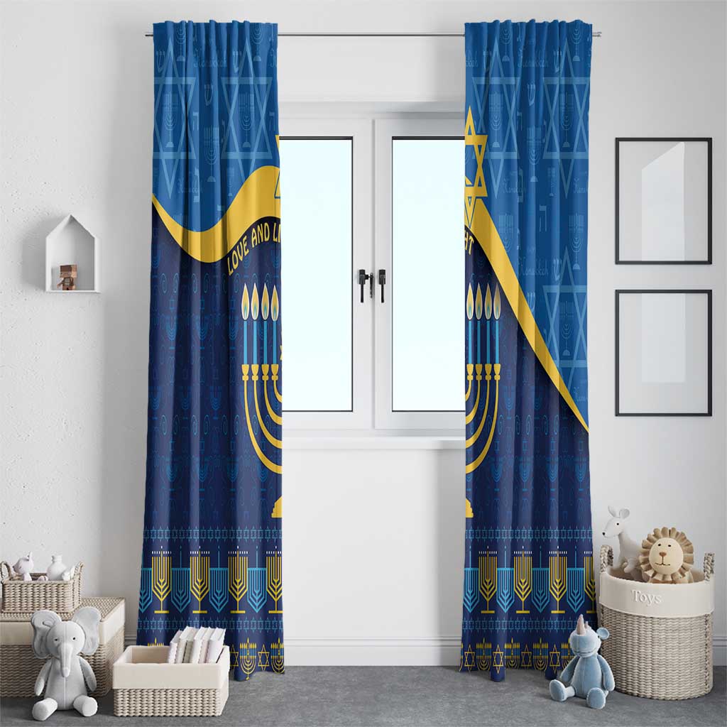 Love and Light Hanukkah Window Curtain The Hanukkiah Menorah Pattern - Wonder Print Shop