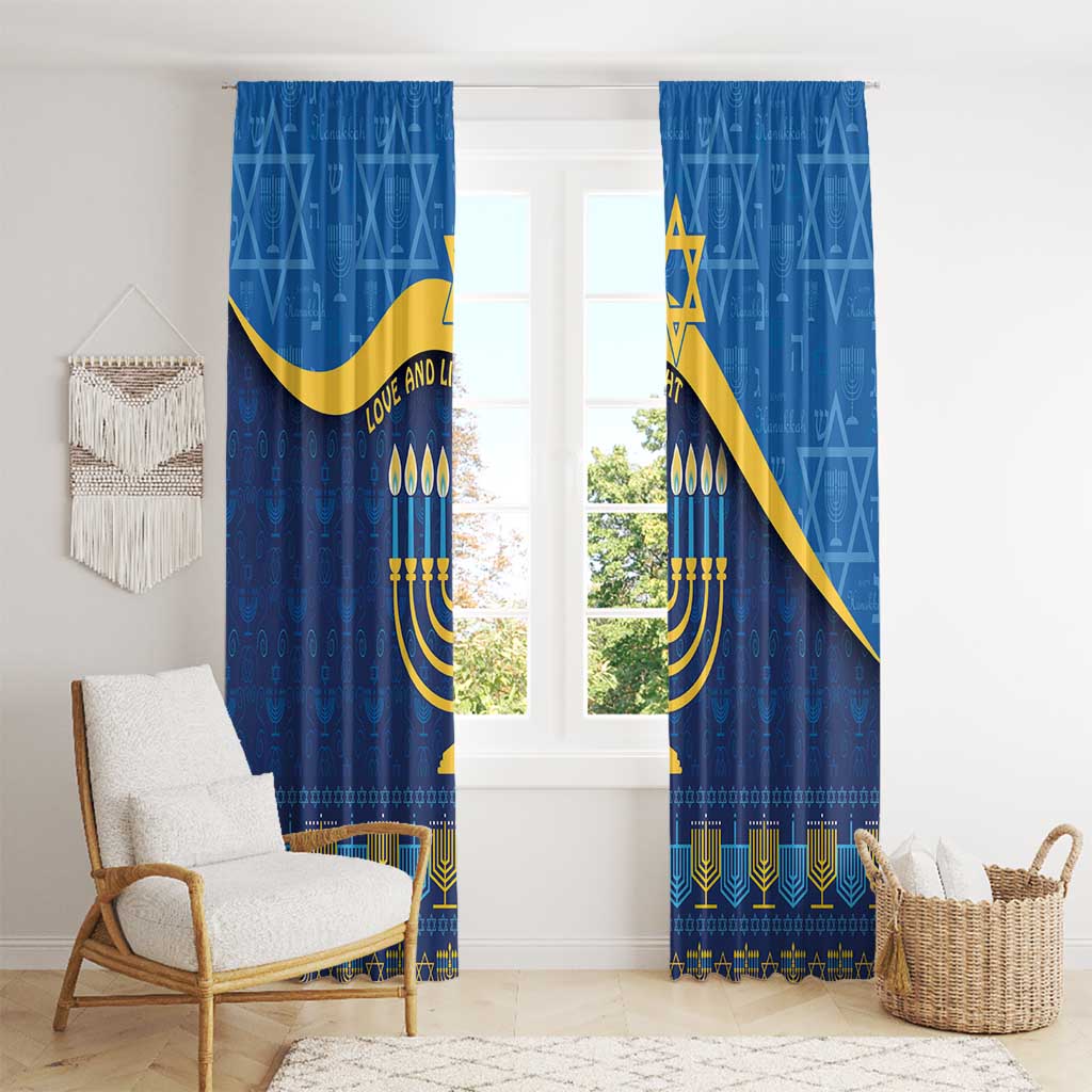 Love and Light Hanukkah Window Curtain The Hanukkiah Menorah Pattern - Wonder Print Shop