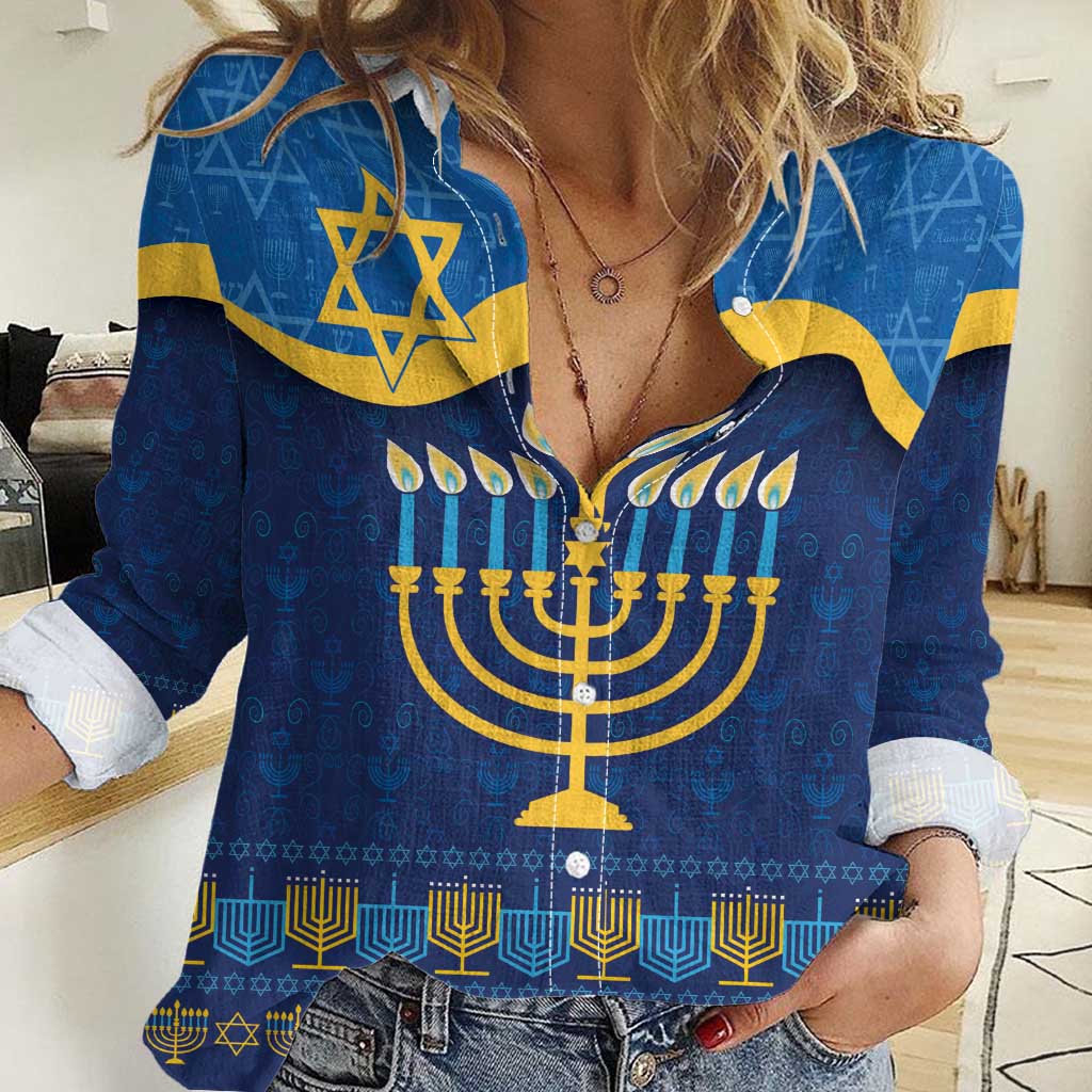 Love and Light Hanukkah Women Casual Shirt The Hanukkiah Menorah Pattern - Wonder Print Shop