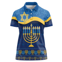 Love and Light Hanukkah Women Polo Shirt The Hanukkiah Menorah Pattern - Wonder Print Shop