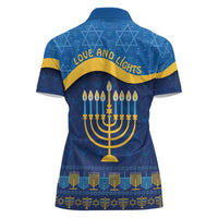Love and Light Hanukkah Women Polo Shirt The Hanukkiah Menorah Pattern - Wonder Print Shop