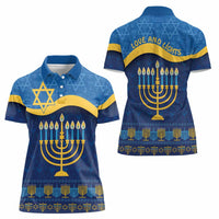 Love and Light Hanukkah Women Polo Shirt The Hanukkiah Menorah Pattern - Wonder Print Shop