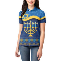 Love and Light Hanukkah Women Polo Shirt The Hanukkiah Menorah Pattern - Wonder Print Shop