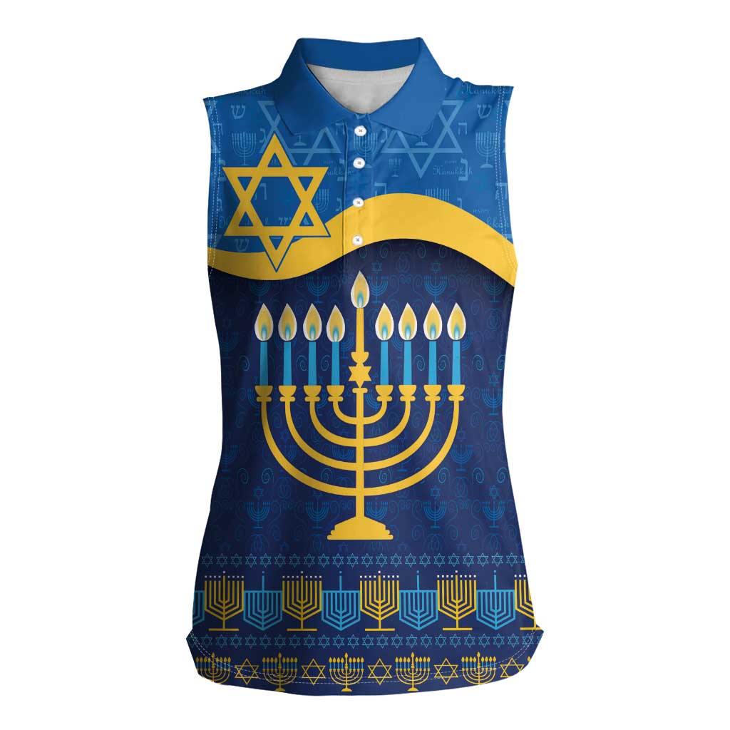Love and Light Hanukkah Women Sleeveless Polo Shirt The Hanukkiah Menorah Pattern - Wonder Print Shop