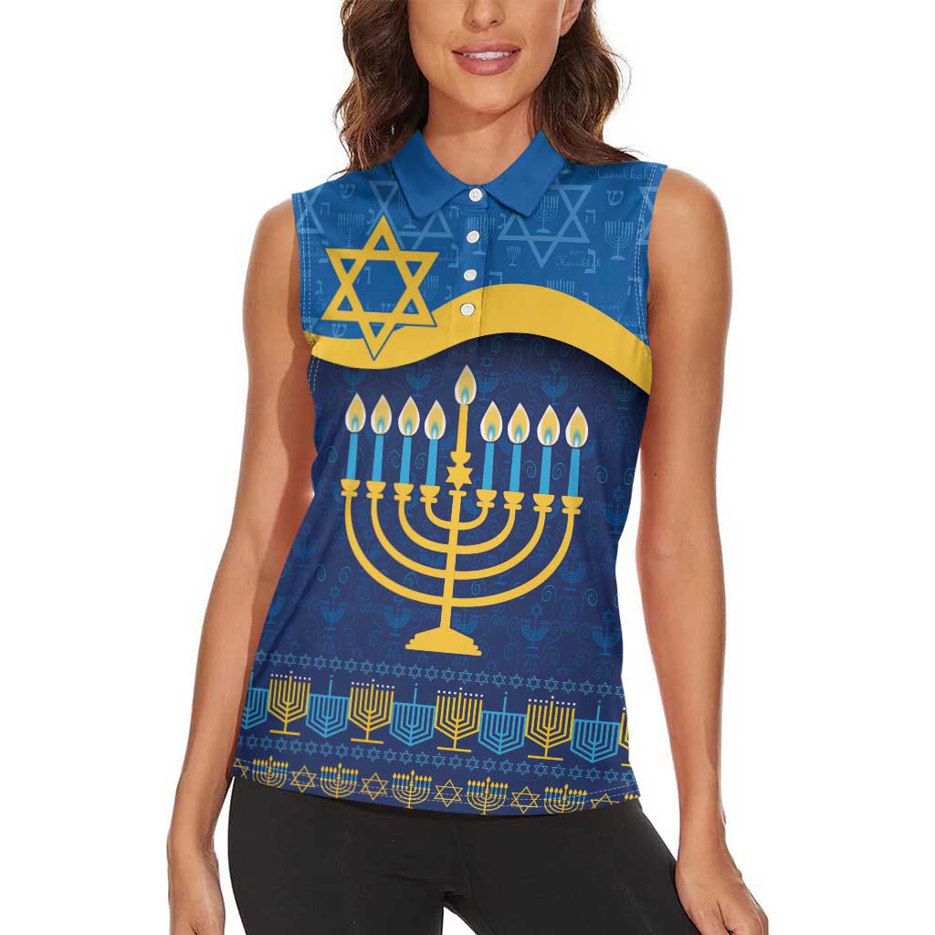 Love and Light Hanukkah Women Sleeveless Polo Shirt The Hanukkiah Menorah Pattern - Wonder Print Shop