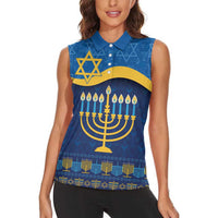 Love and Light Hanukkah Women Sleeveless Polo Shirt The Hanukkiah Menorah Pattern - Wonder Print Shop