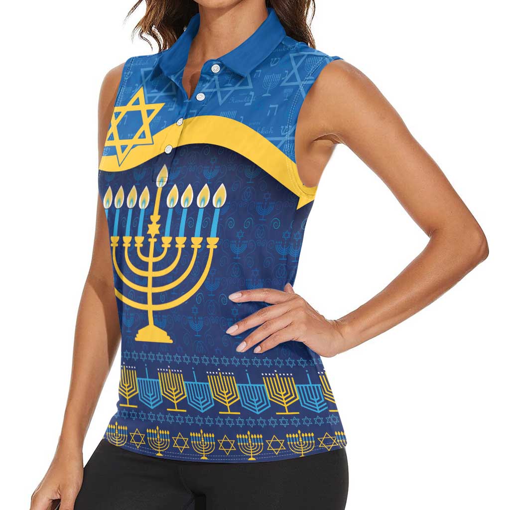 Love and Light Hanukkah Women Sleeveless Polo Shirt The Hanukkiah Menorah Pattern - Wonder Print Shop