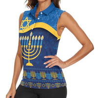 Love and Light Hanukkah Women Sleeveless Polo Shirt The Hanukkiah Menorah Pattern - Wonder Print Shop