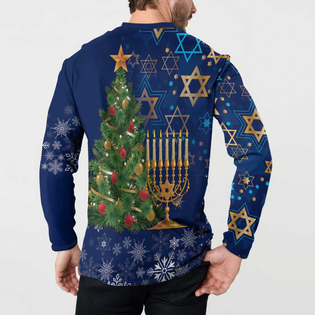 Merry Chrismukkah Button Sweatshirt Merry Christmas and Happy Hanukkah LT9 - Wonder Print Shop