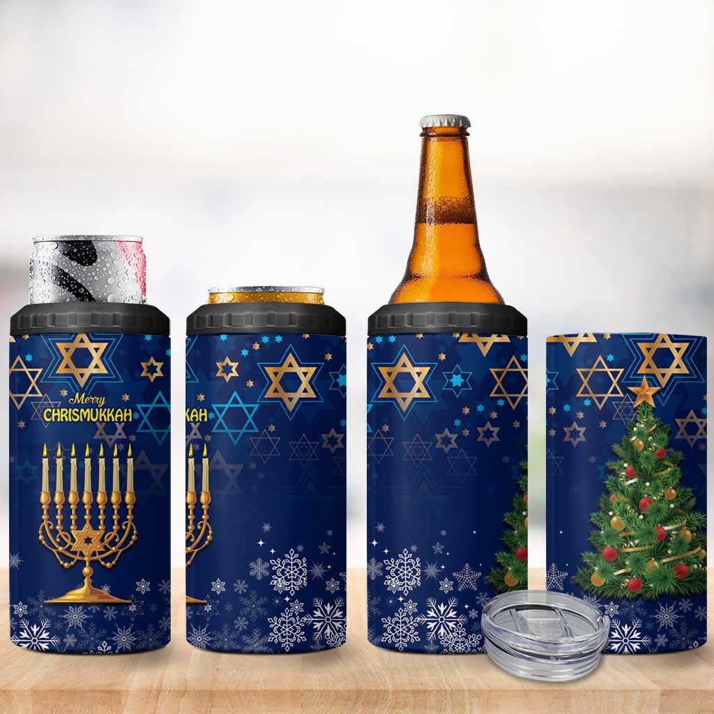 Merry Chrismukkah 4 in 1 Can Cooler Tumbler Merry Christmas and Happy Hanukkah LT9 - Wonder Print Shop