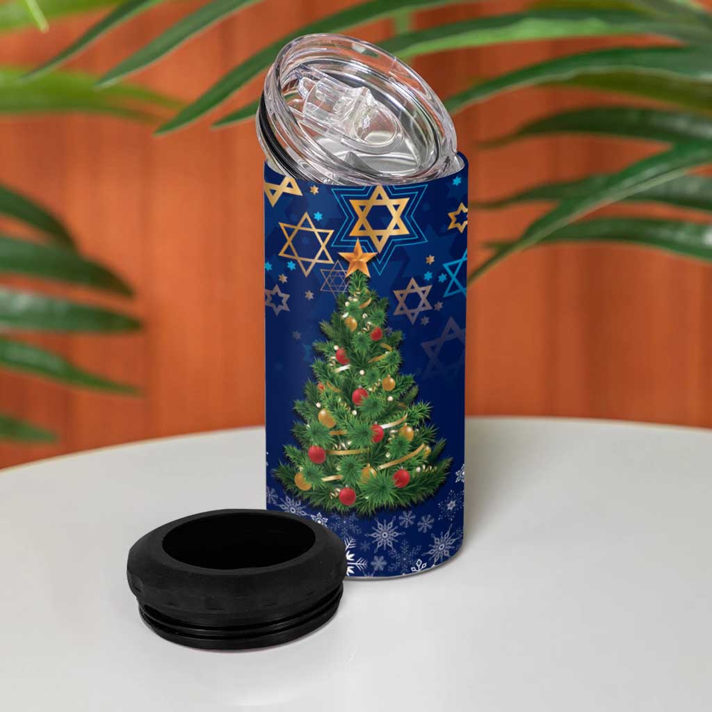 Merry Chrismukkah 4 in 1 Can Cooler Tumbler Merry Christmas and Happy Hanukkah LT9 - Wonder Print Shop