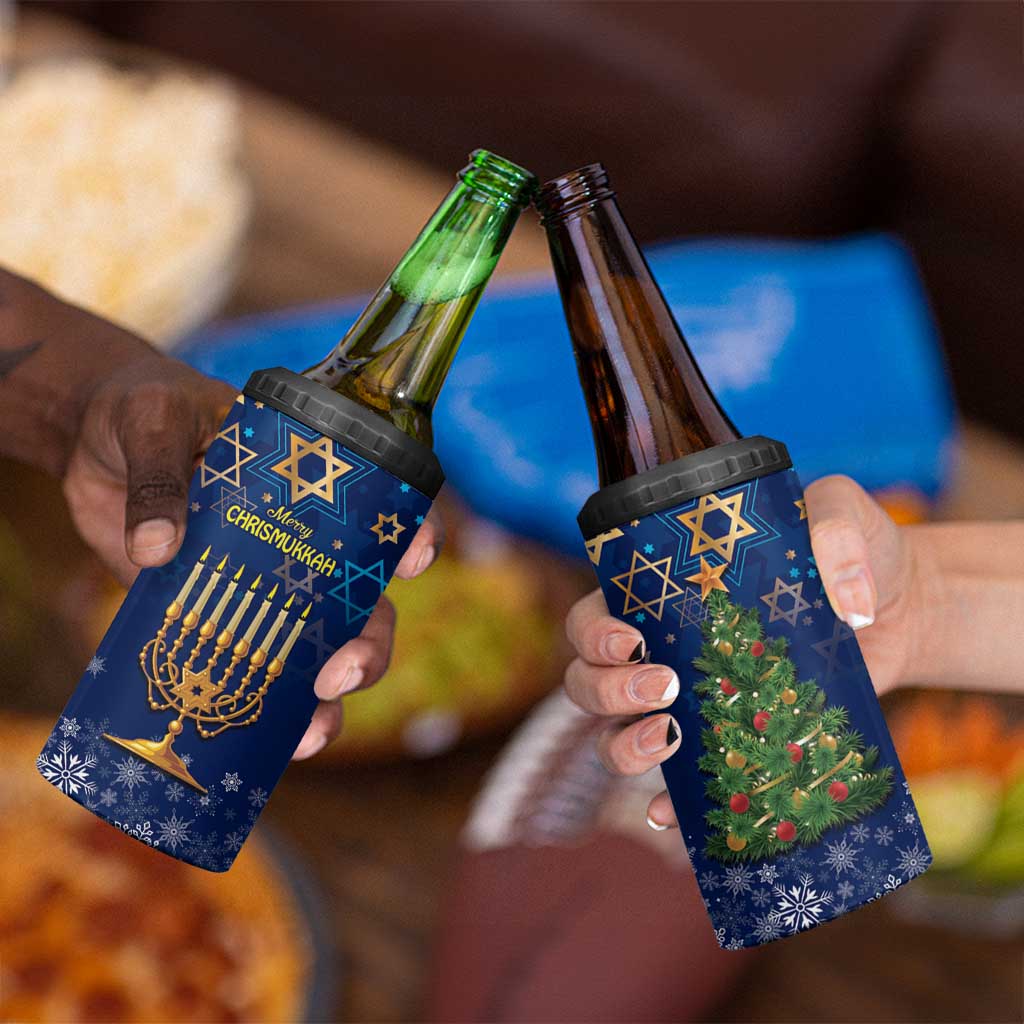 Merry Chrismukkah 4 in 1 Can Cooler Tumbler Merry Christmas and Happy Hanukkah LT9 - Wonder Print Shop