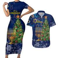 Merry Chrismukkah Couples Matching Short Sleeve Bodycon Dress and Hawaiian Shirt Merry Christmas and Happy Hanukkah LT9 - Wonder Print Shop