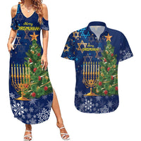 Merry Chrismukkah Couples Matching Summer Maxi Dress and Hawaiian Shirt Merry Christmas and Happy Hanukkah LT9 - Wonder Print Shop
