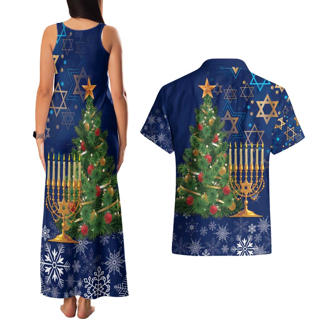 Merry Chrismukkah Couples Matching Tank Maxi Dress and Hawaiian Shirt Merry Christmas and Happy Hanukkah LT9 - Wonder Print Shop