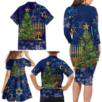 Merry Chrismukkah Family Matching Long Sleeve Bodycon Dress and Hawaiian Shirt Merry Christmas and Happy Hanukkah LT9 - Wonder Print Shop