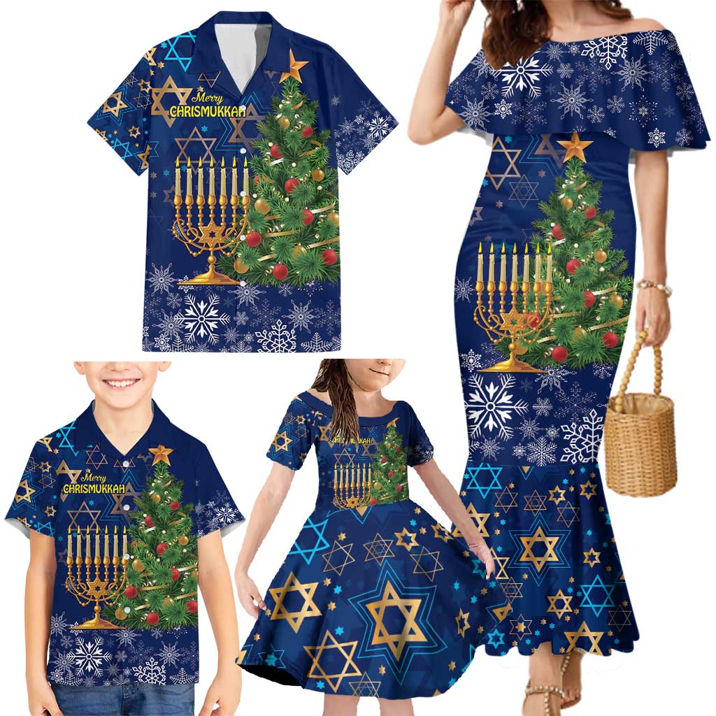 Merry Chrismukkah Family Matching Mermaid Dress and Hawaiian Shirt Merry Christmas and Happy Hanukkah LT9 - Wonder Print Shop