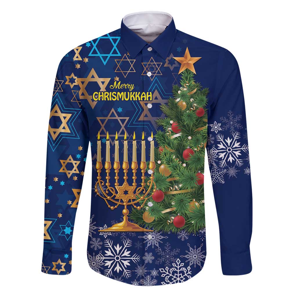 Merry Chrismukkah Family Matching Off Shoulder Maxi Dress and Hawaiian Shirt Merry Christmas and Happy Hanukkah LT9 - Wonder Print Shop